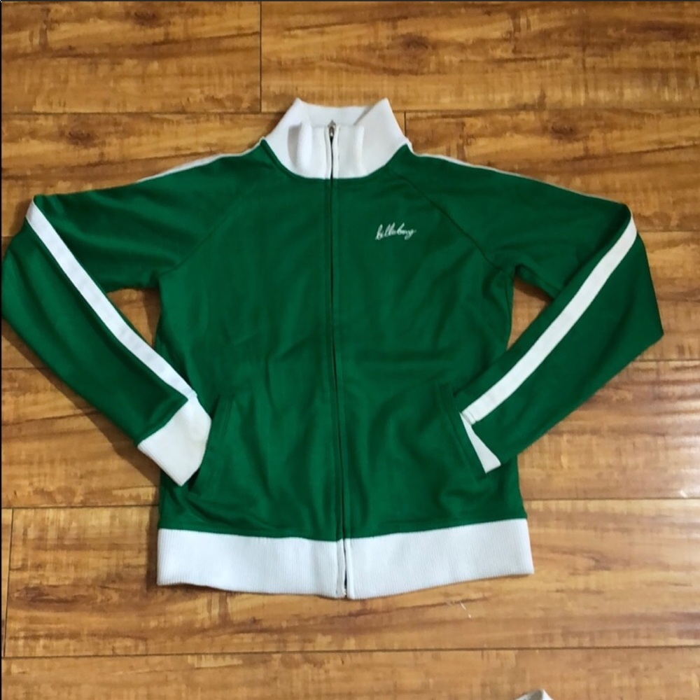 Green and white Billabong track jacket